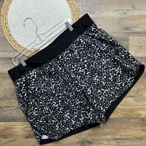 Lands Ends Black Print Swim Shorts Womens Size 18
